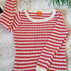 Joe Fresh Striped Knittes Sweater Orange and White